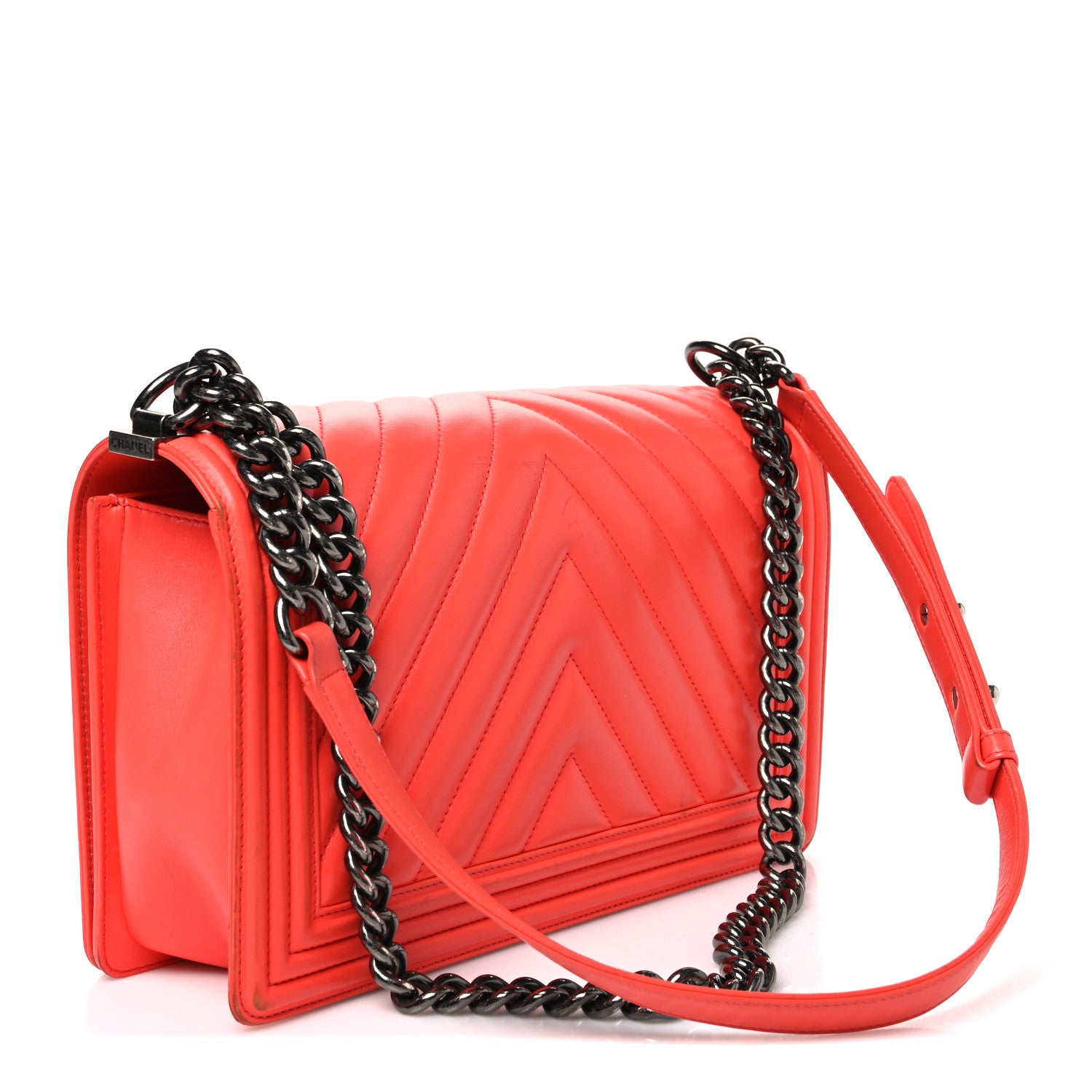 Chanel Lambskin Chevron Quilted Medium Boy Flap Orange 3 of 11