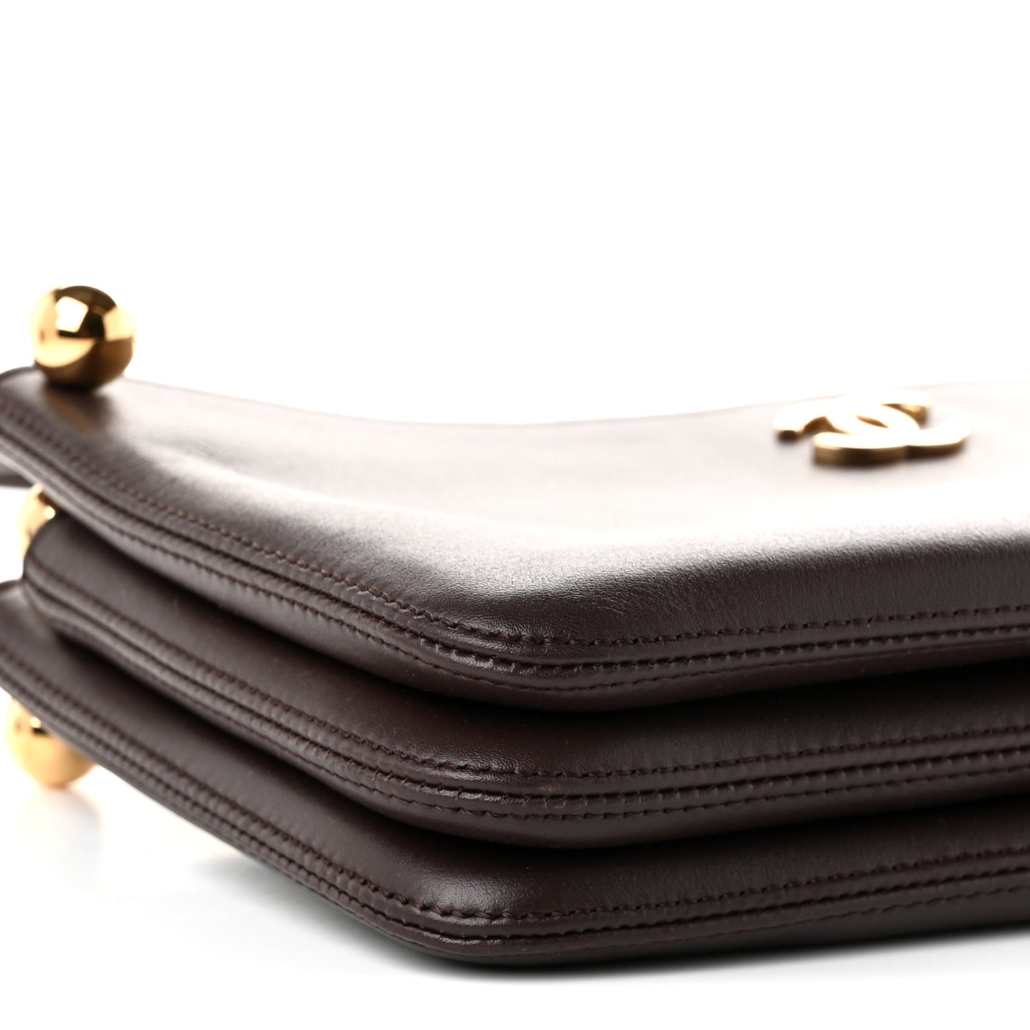 Calfskin Chick Studs Clutch Dark Brown