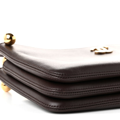 Chanel Calfskin Chick Studs Clutch Dark Brown 9 of 10