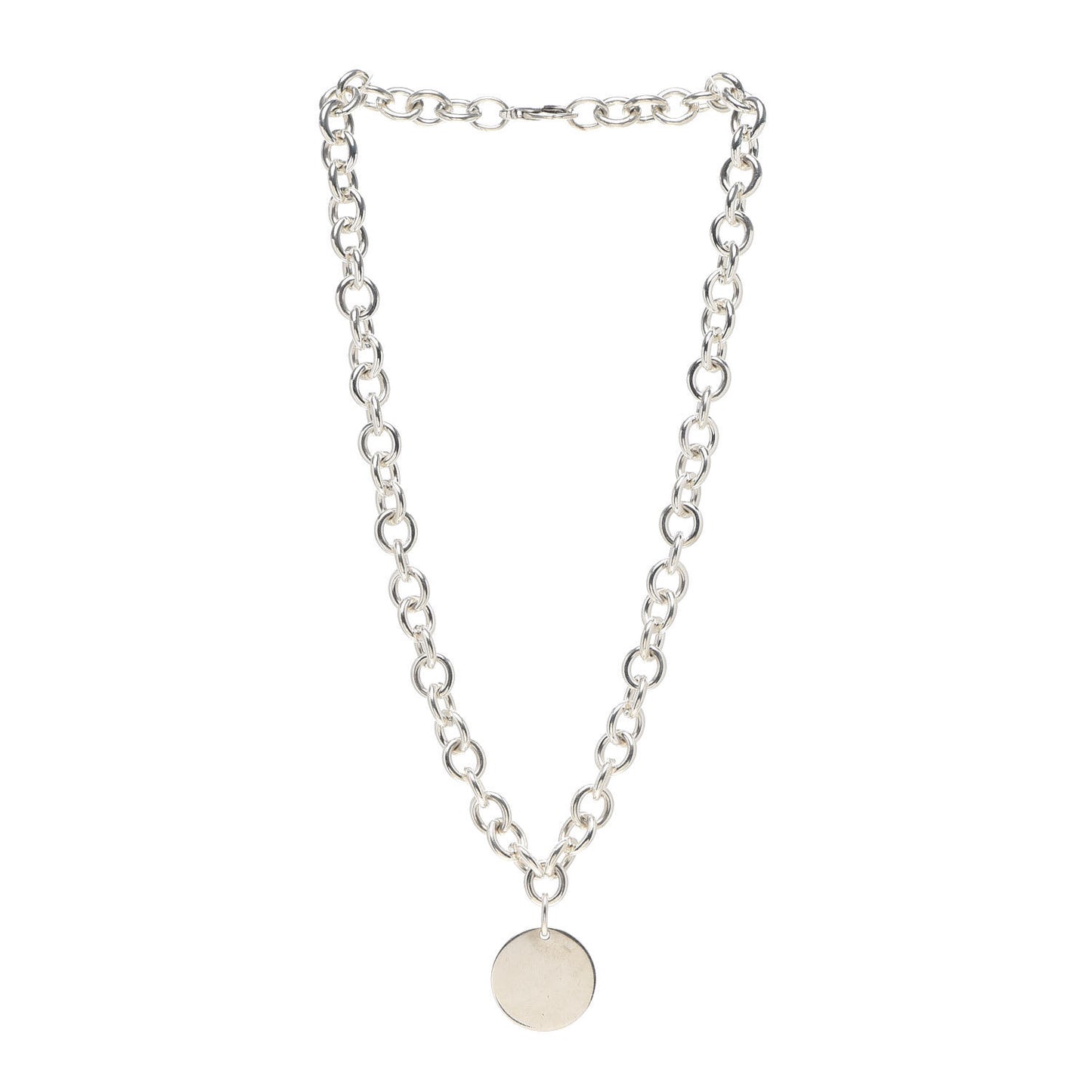 Sterling Silver Round Tag Necklace