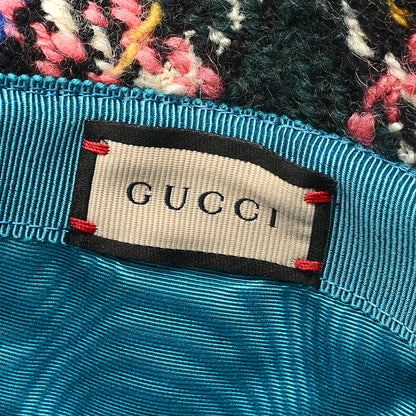 Gucci Wool Tweed Wide Brim Hat Blue Pink Black 8 of 9