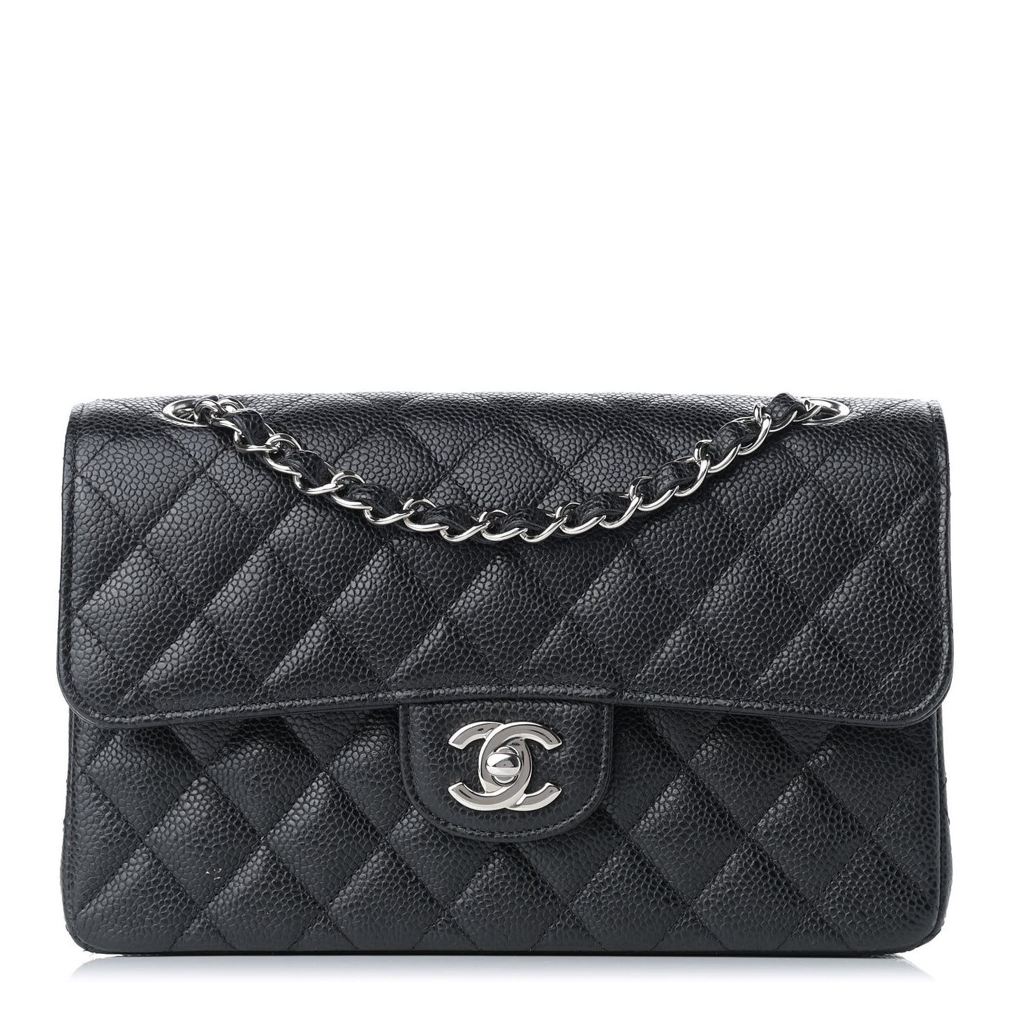 Caviar Quilted Small Double Flap Black