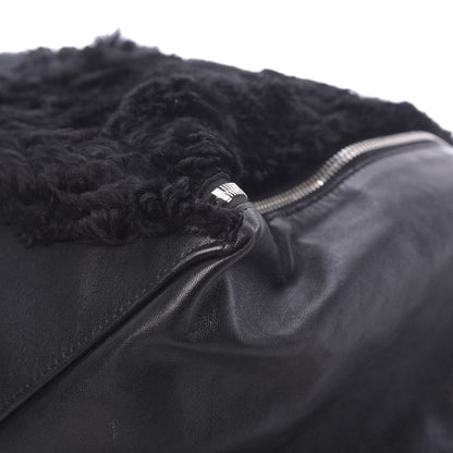 Celine Shiny Smooth Calfskin Shearling Horizontal Cabas Zipper Tote Black 11 of 17