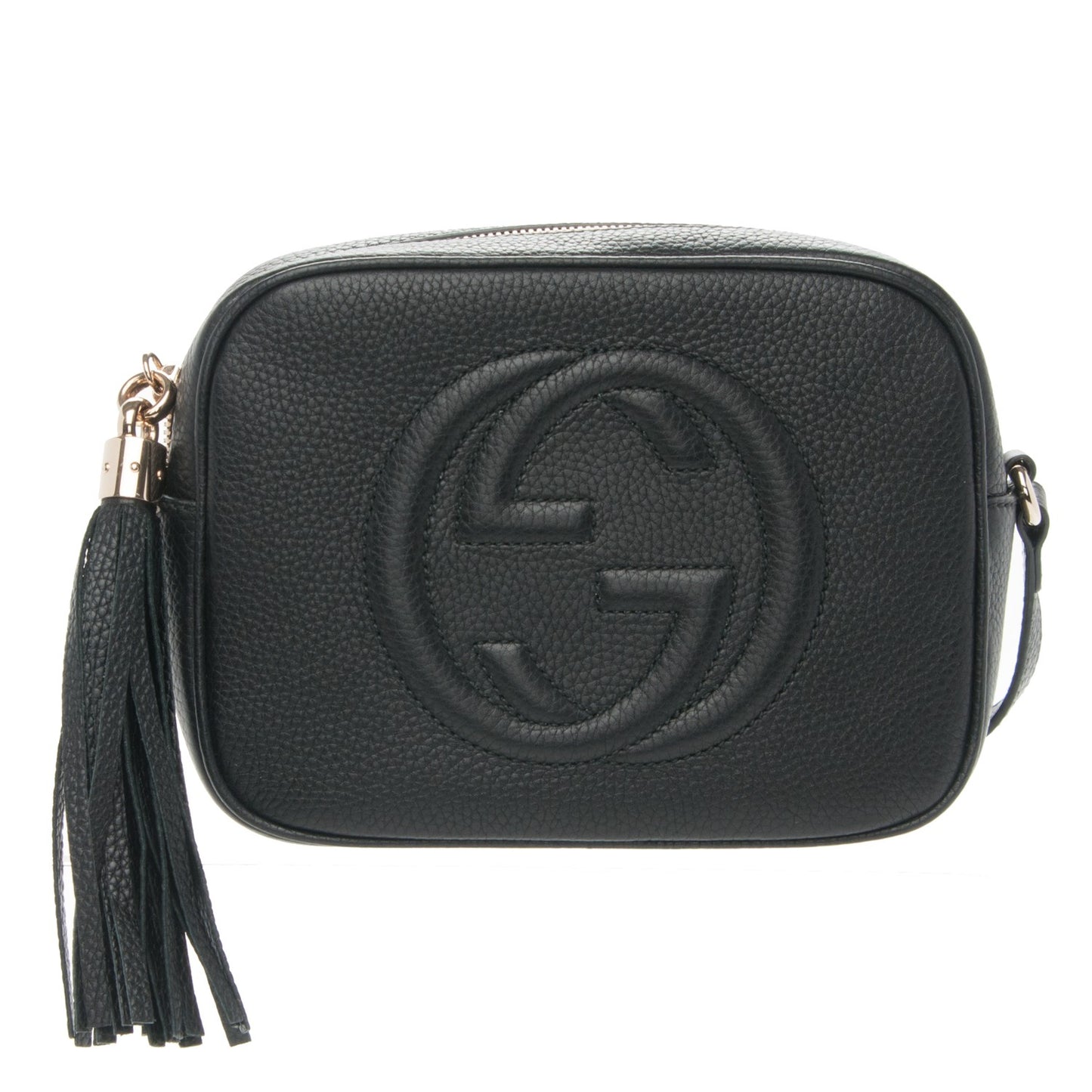 Pebbled Calfskin Small Soho Disco Bag Black
