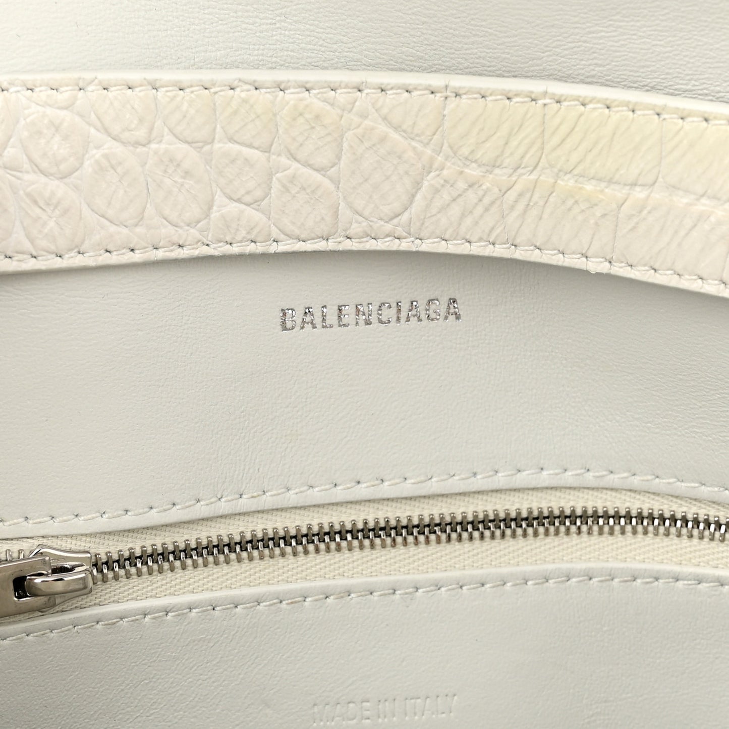 Extra Supple Calfskin Crocodile Embossed XS Downtown Shoulder Bag White