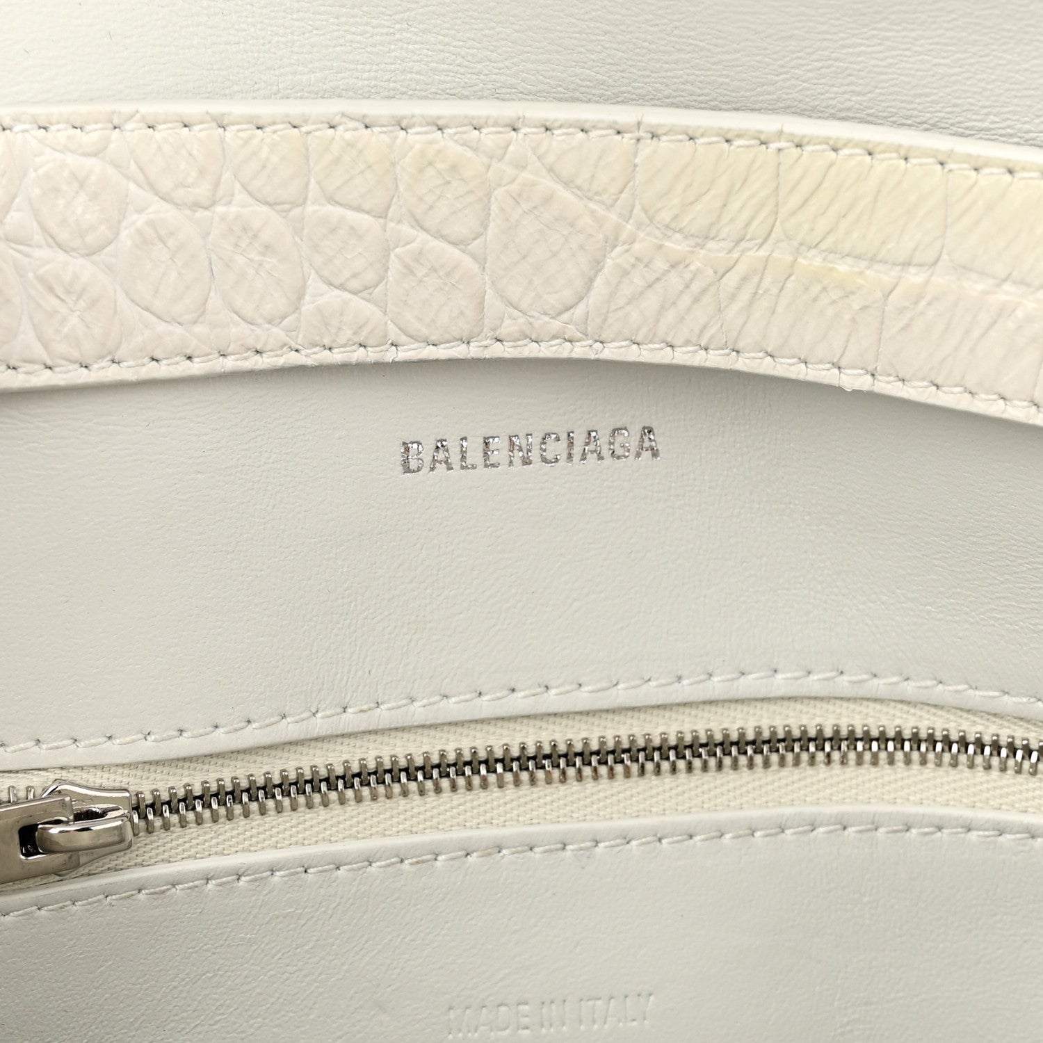 Balenciaga Extra Supple Calfskin Crocodile Embossed XS Downtown Shoulder Bag White 6 of 17