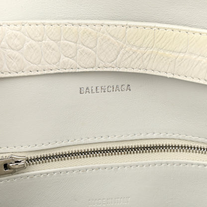 Balenciaga Extra Supple Calfskin Crocodile Embossed XS Downtown Shoulder Bag White 6 of 17