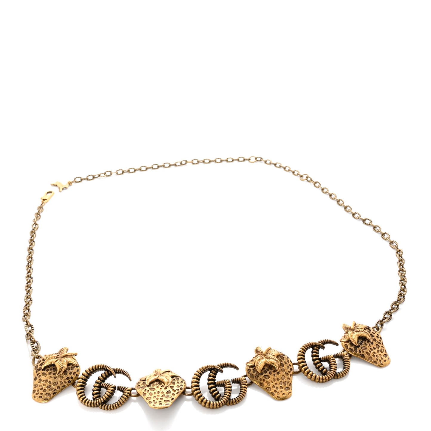 Brass Strawberry GG Chain Belt Gold