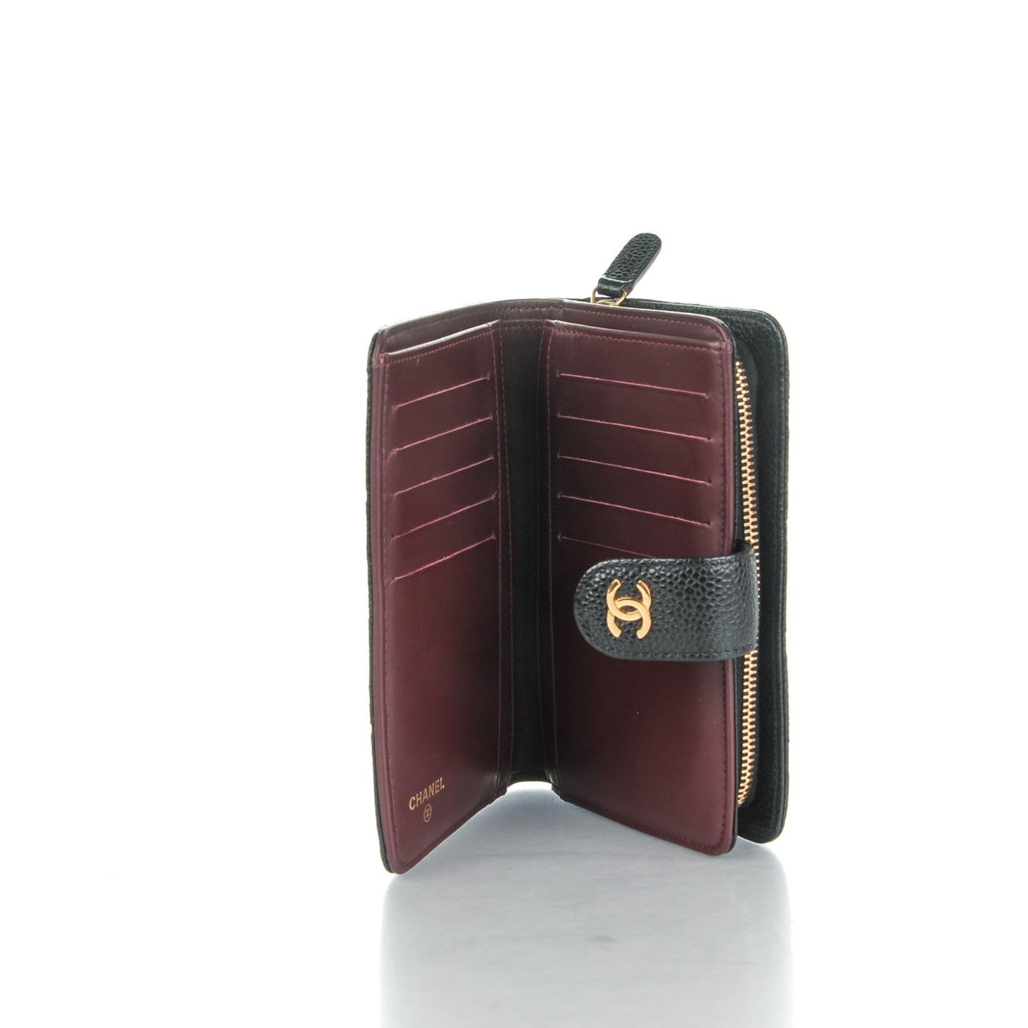 Caviar Quilted Zipped Pocket Wallet Black