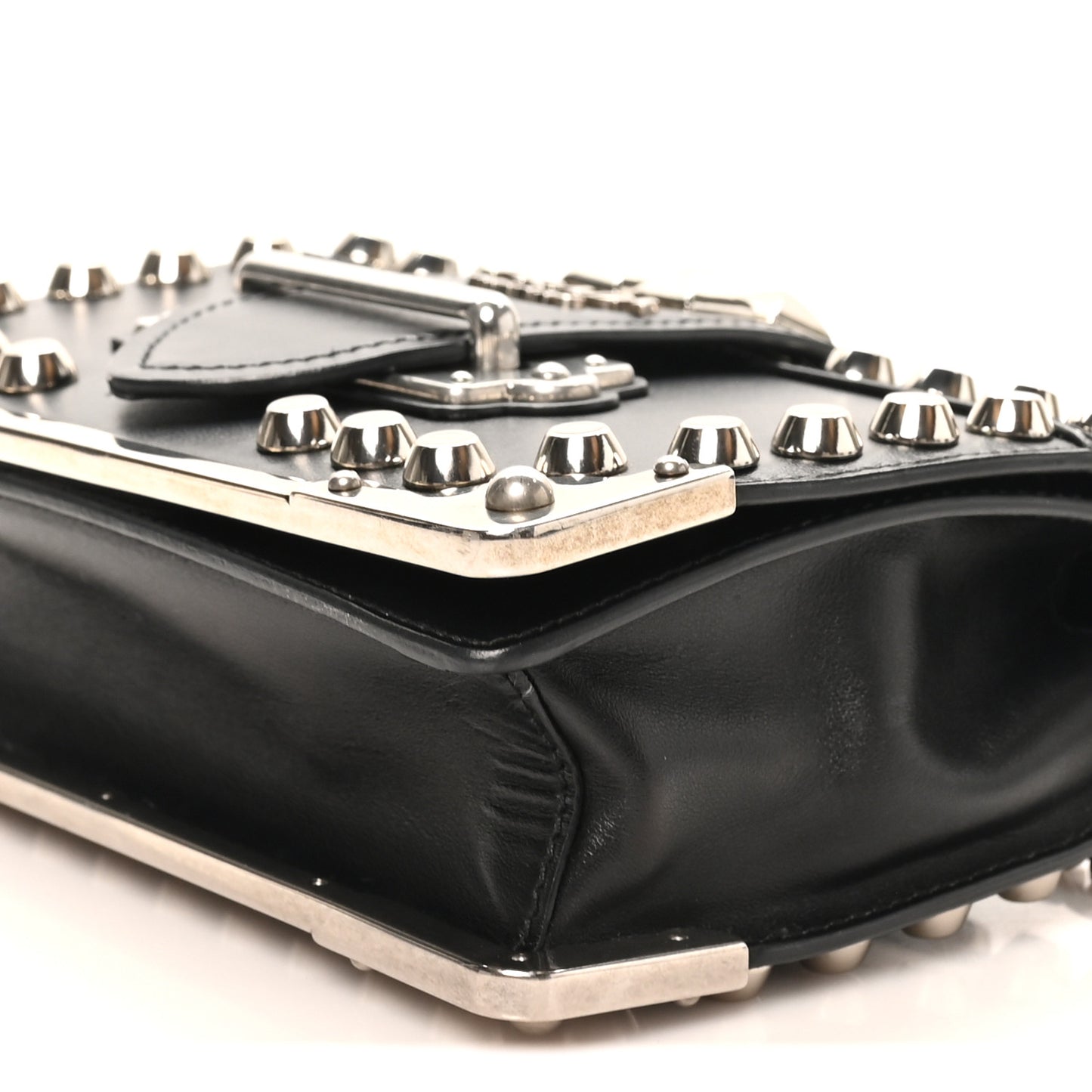 City Calf Saffiano Studded Cahier Bag Black