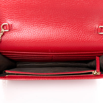 Gucci Pebbled Calfskin Soho Wallet on Chain Tabasco Red 5 of 10