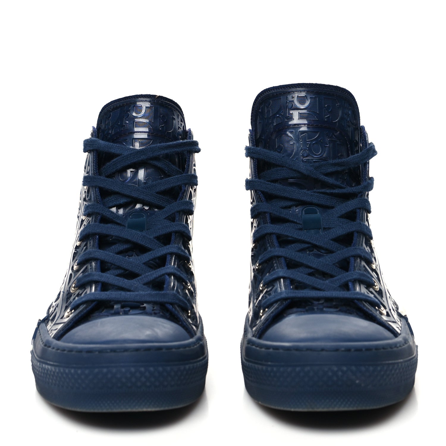Christian Dior Transparent Canvas Raised Oblique Mens B23 High Top Sneakers 43 Blue 2 of 10