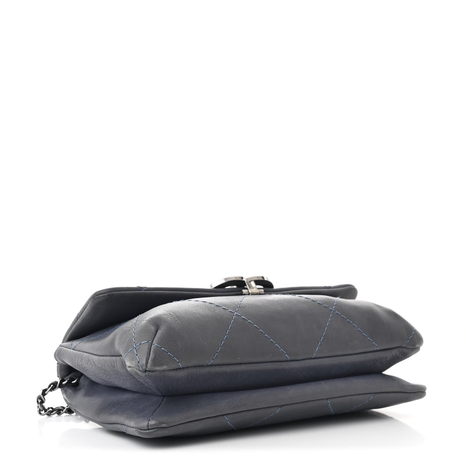 Chanel Washed Calfskin Diamond Stitch Hamptons Clutch With Chain Blue 4 of 12