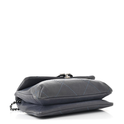 Chanel Washed Calfskin Diamond Stitch Hamptons Clutch With Chain Blue 4 of 12