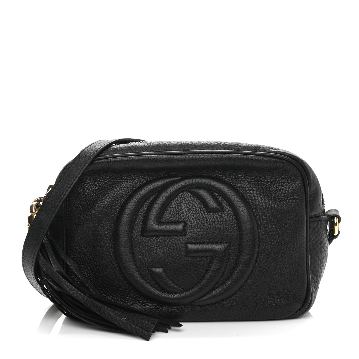 Pebbled Calfskin Small Soho Disco Bag Black