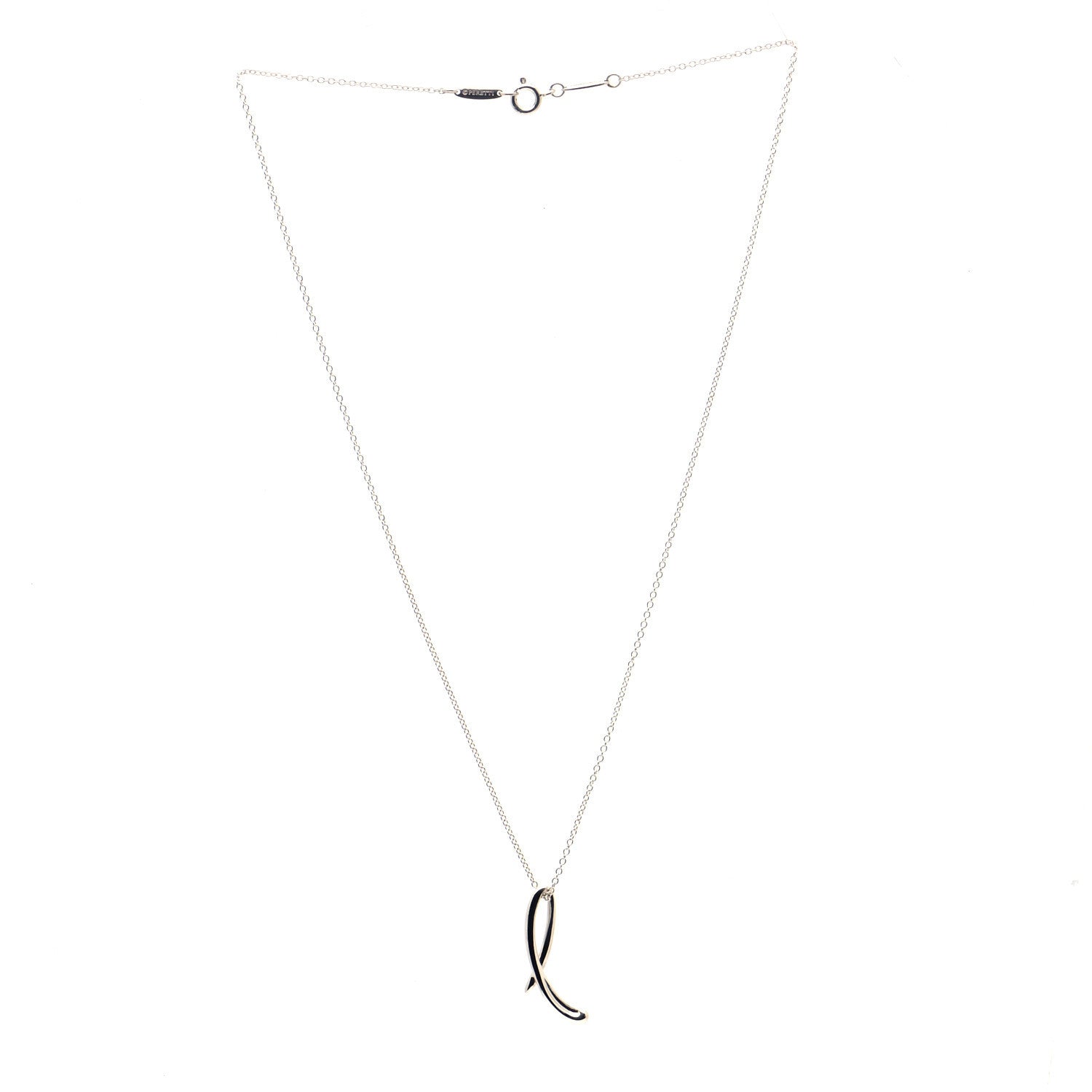 Tiffany Sterling Silver Elsa Peretti Letter L Pendant Necklace 3 of 6