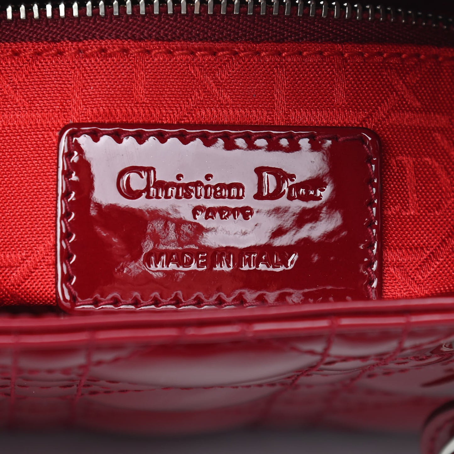 Patent Cannage Mini Lady Dior Red