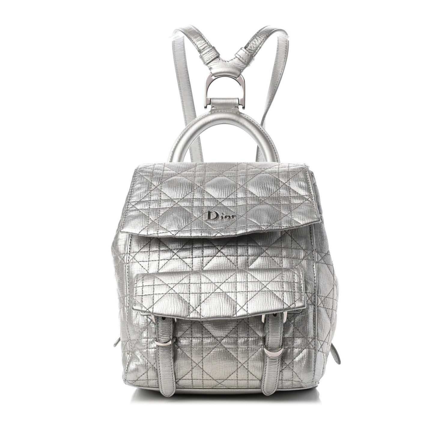 Ceramic Effect Deerskin Cannage Small Stardust Backpack Silver