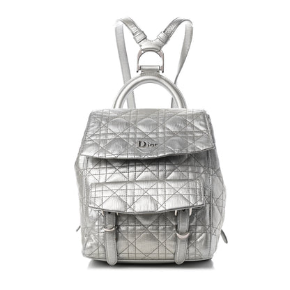 Christian Dior Ceramic Effect Deerskin Cannage Small Stardust Backpack Silver 1 of 9