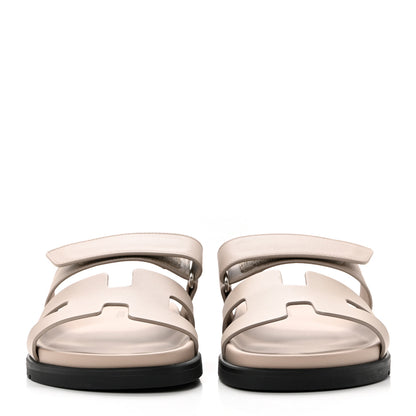 Hermes Calfskin Womens Chypre Sandals 37 Beige Mastic 2 of 9