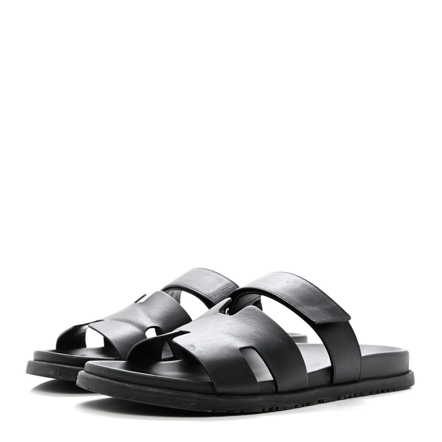 Hermes Calfskin Mens Chypre Sandals 45 Black 3 of 8