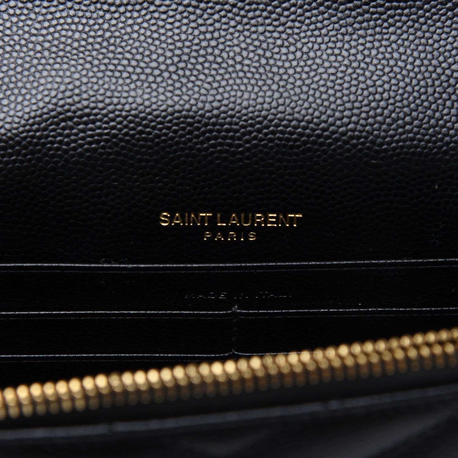 Saint Laurent Grain De Poudre Matelasse Chevron Monogram Envelope Chain Wallet Black 8 of 14