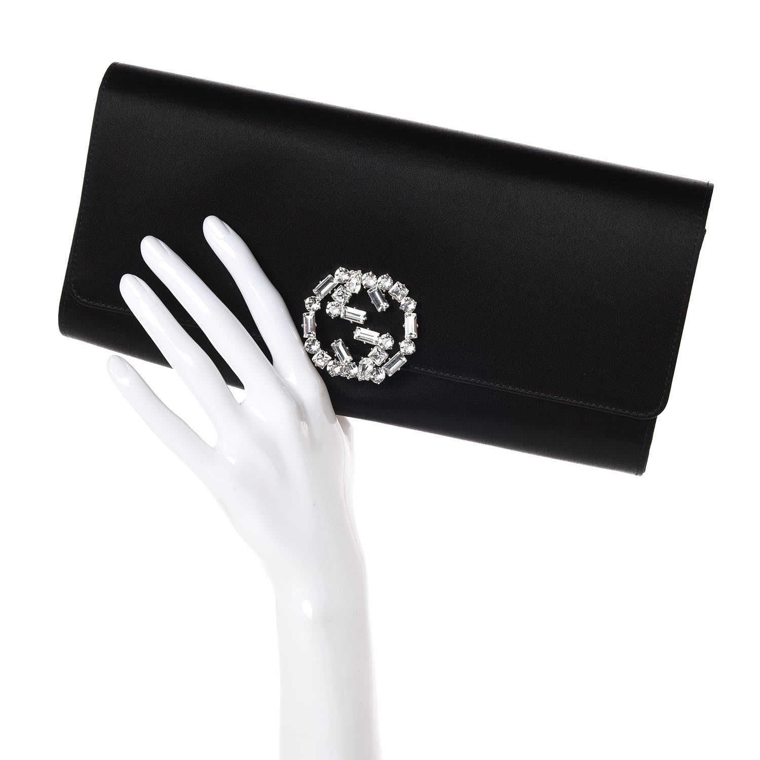 Gucci Satin Crystal GG Sparkling Clutch Black 2 of 8