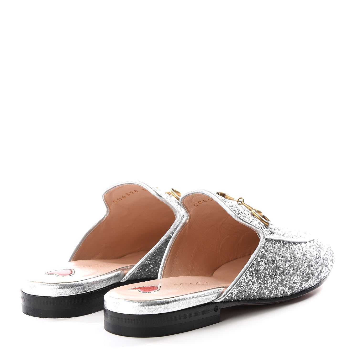 Gucci Glitter Womens Princetown Slippers 35 Silver 4 of 9