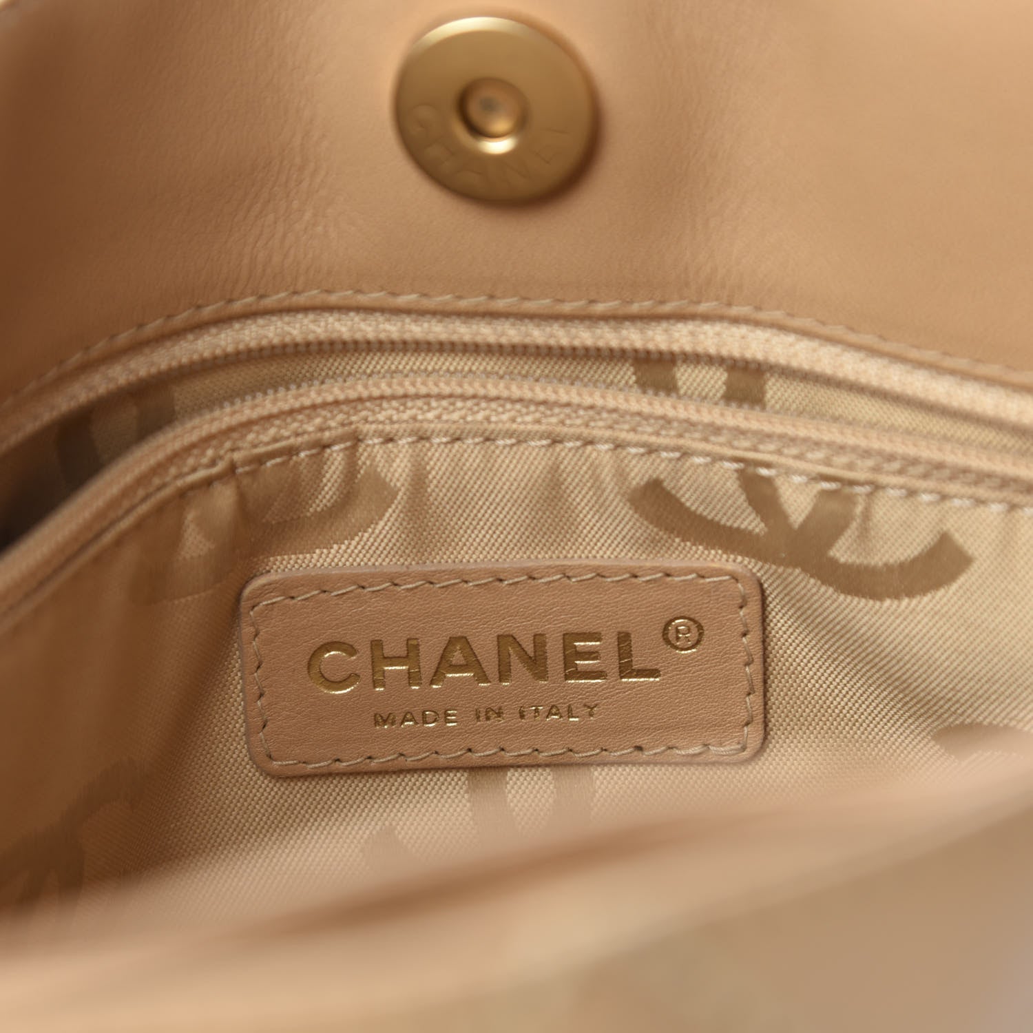 Chanel Calfskin Quilted Surpique Stitch Small Tote Beige 8 of 10