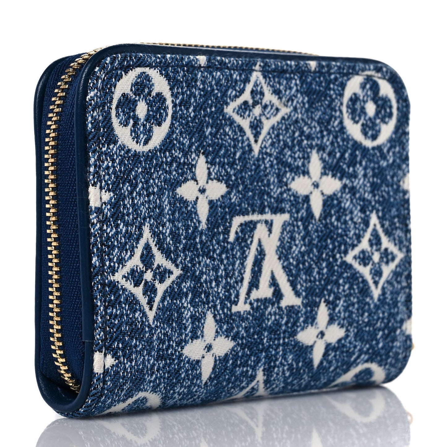 Denim Monogram Jacquard Zippy Coin Purse Bleu