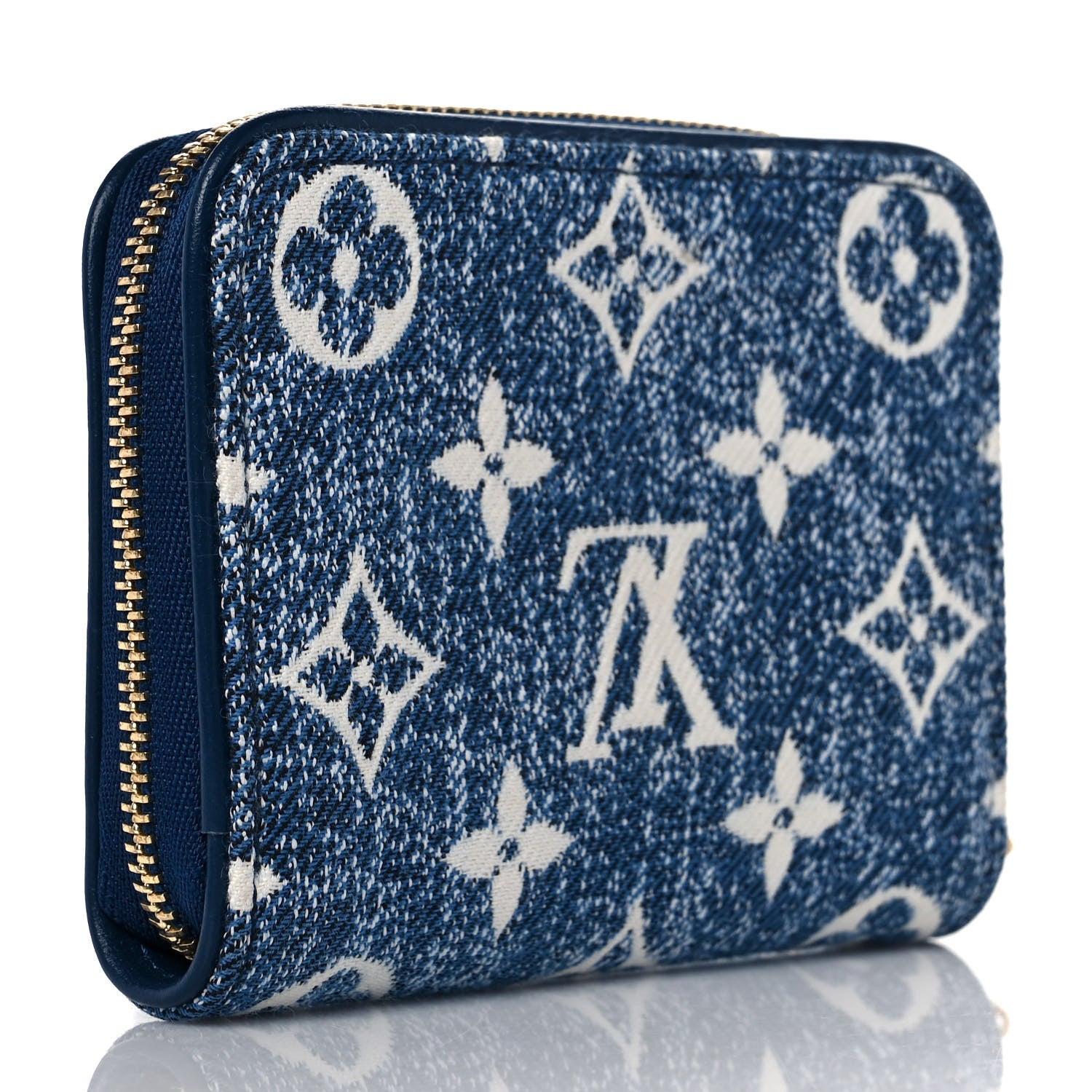 Louis Vuitton Denim Monogram Jacquard Zippy Coin Purse Bleu 3 of 9