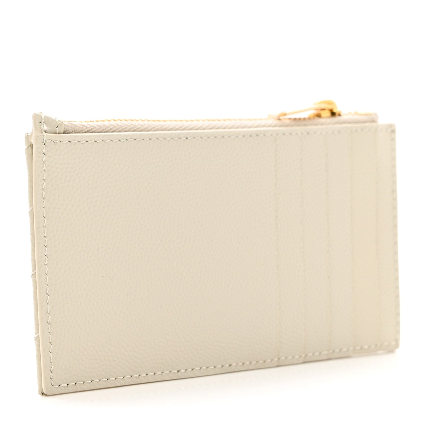 Grain De Poudre Matelasse Chevron Monogram Fragments Zippered Card Case Blanc Vintage