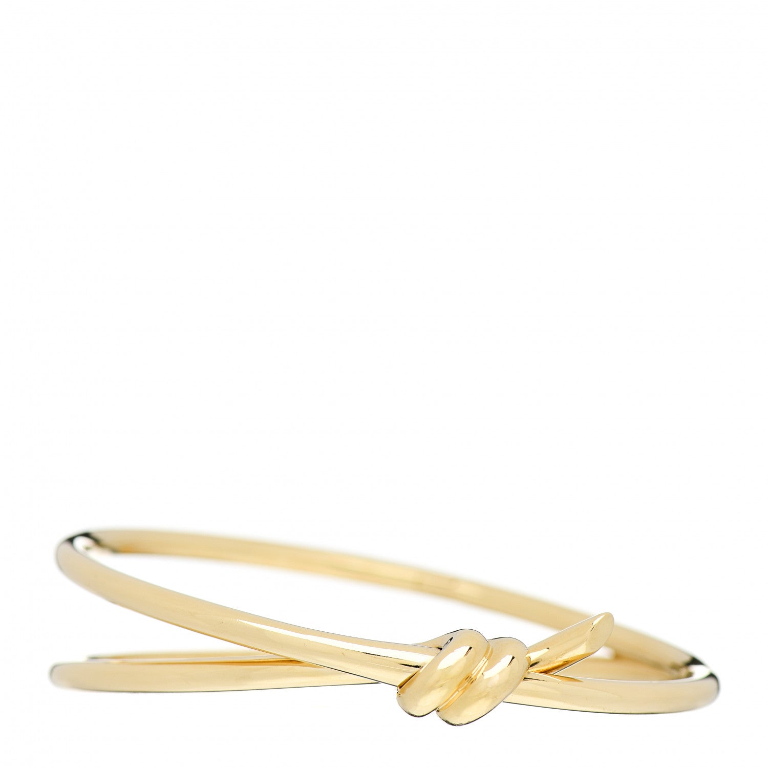 Tiffany 18K Yellow Gold Double Row Knot Hinged Bangle Bracelet 1 of 4