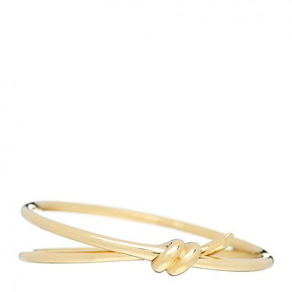 Tiffany 18K Yellow Gold Double Row Knot Hinged Bangle Bracelet 1 of 4