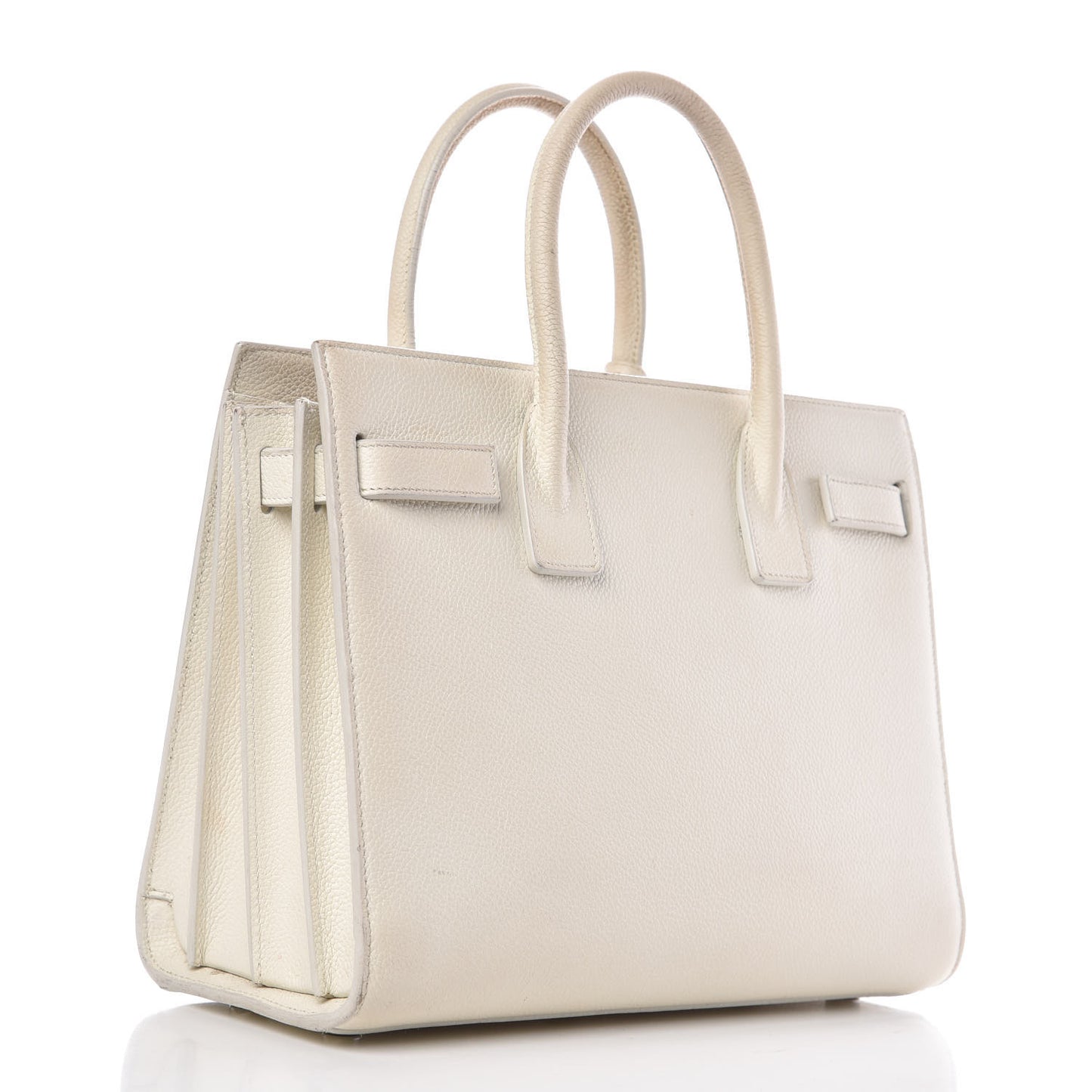 Grained Calfskin Baby Sac De Jour White