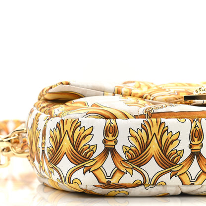 Fendi X VERSACE Silk Fendace FF Baroque Quilted Scarf Baguette White Gold 8 of 9