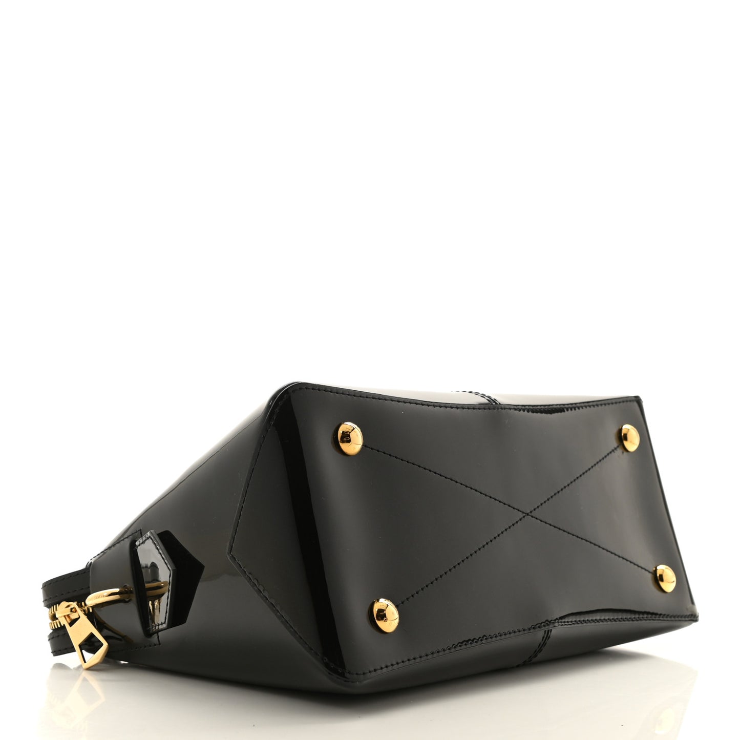 Patent Calfskin Miroir Tote Black