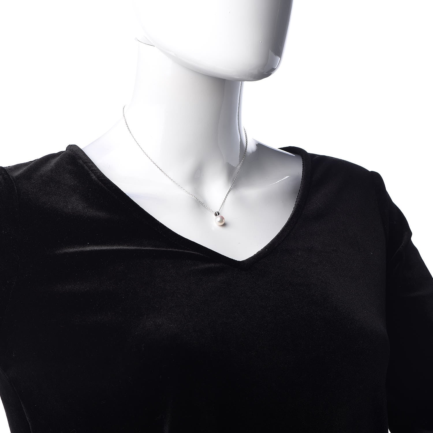Mikimoto 18K White Gold Akoya Pearl 8mm Pendant Necklace 2 of 7