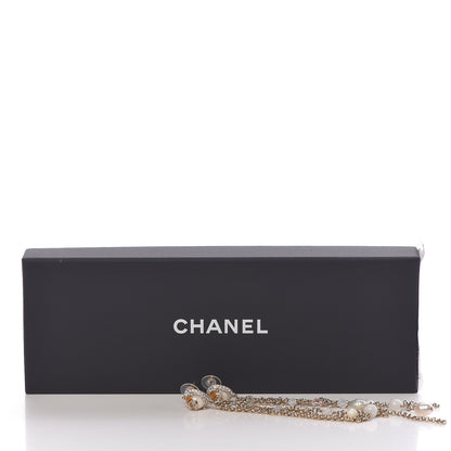 Chanel Pearl Crystal CC Dangle Earrings Gold 5 of 5