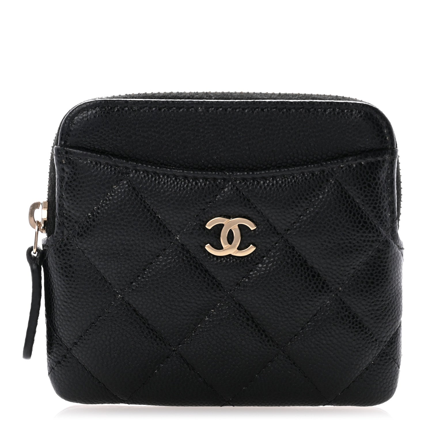 Chanel Caviar Quilted Zip Card Holder Wallet Black 1 of 8