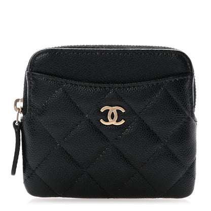 Chanel Caviar Quilted Zip Card Holder Wallet Black 1 of 8