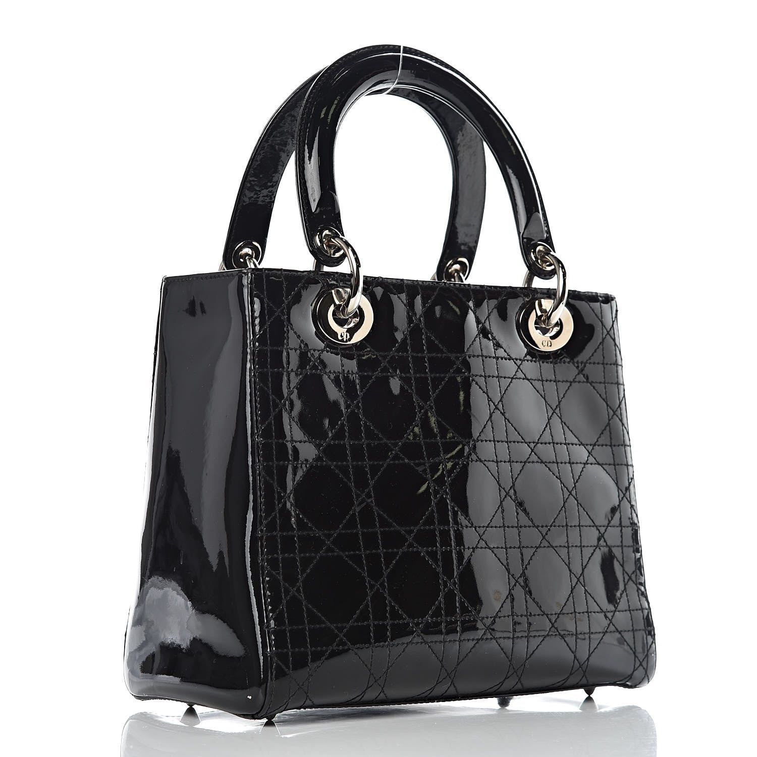 Christian Dior Patent Cannage Stitched Medium Lady Dior Black 3 of 13