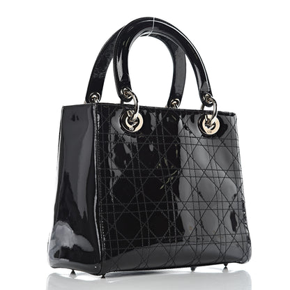 Christian Dior Patent Cannage Stitched Medium Lady Dior Black 3 of 13