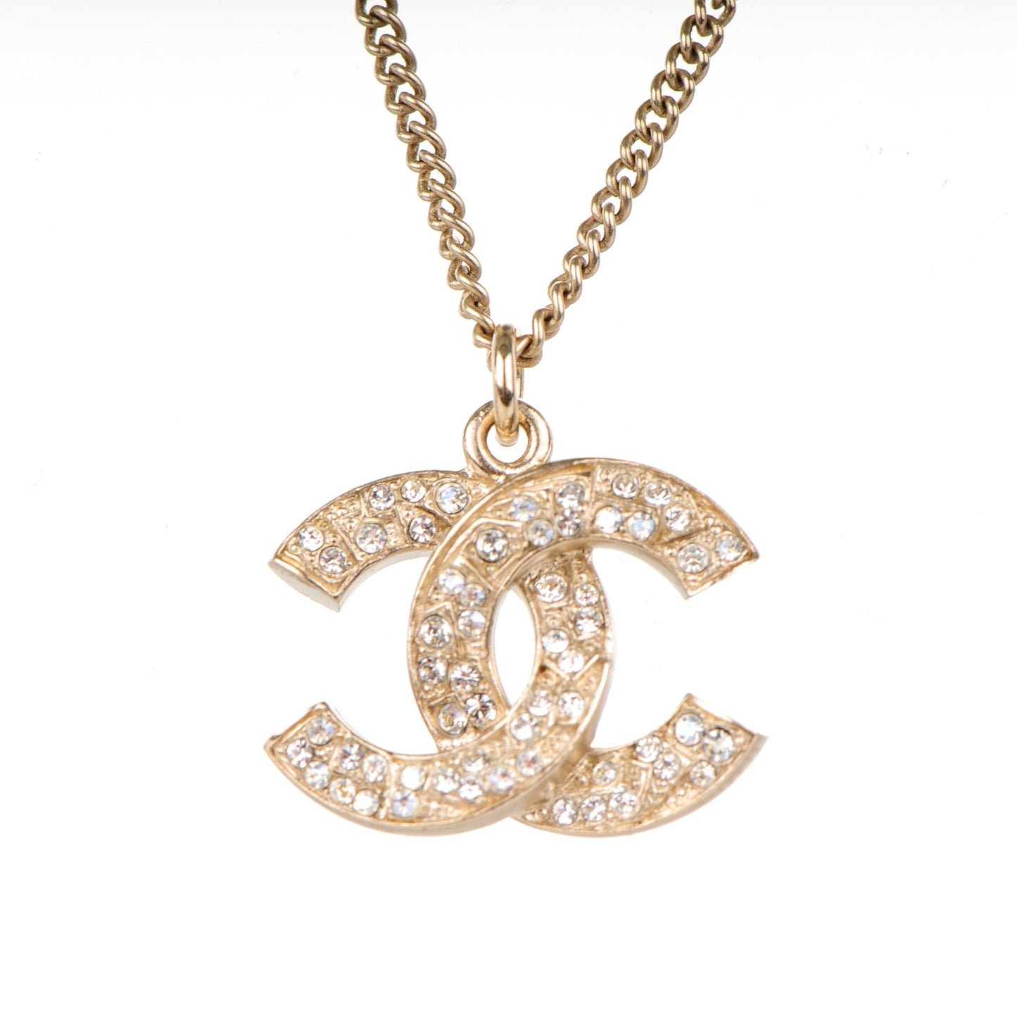 Crystal CC Pearl Necklace Gold