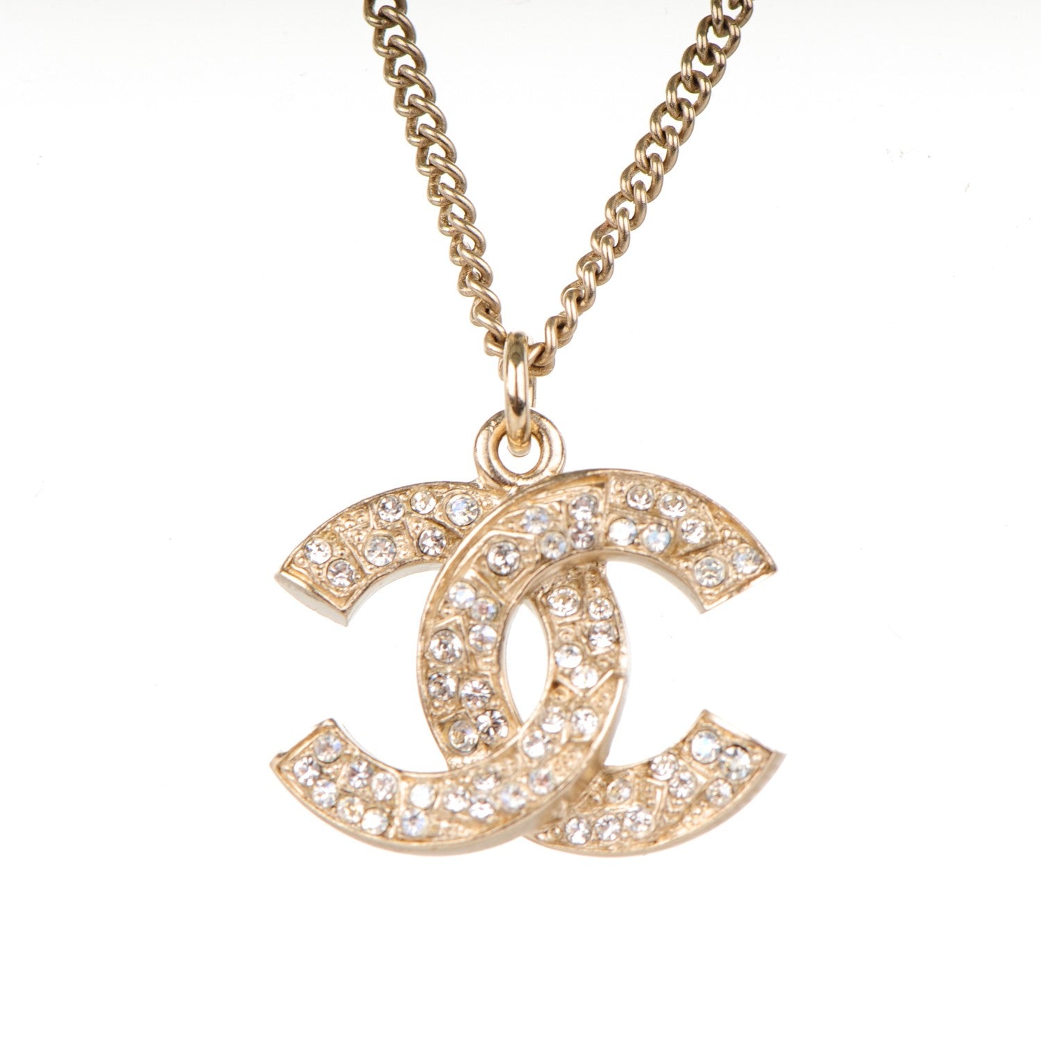 Chanel Crystal CC Pearl Necklace Gold 3 of 4