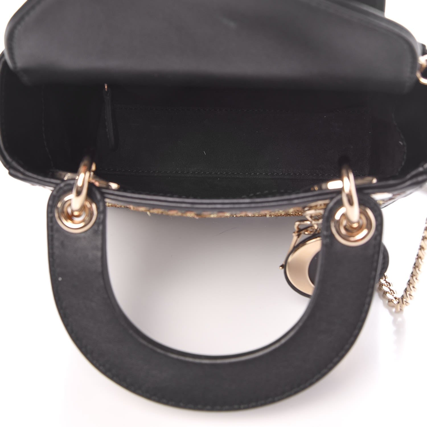 Christian Dior Smooth Calfskin Embroidered Mini Lady Dior Black 6 of 9