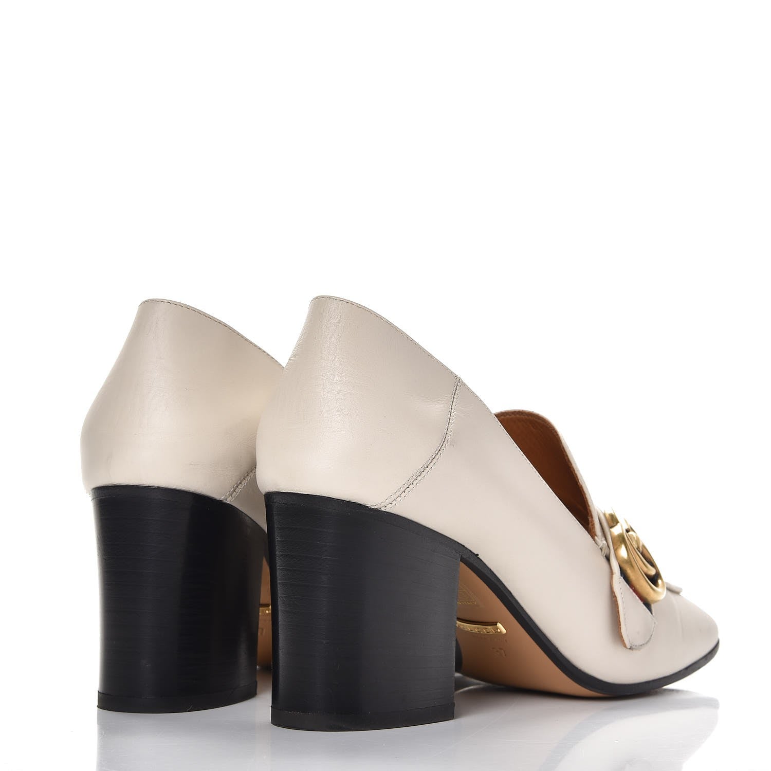 Gucci Calfskin Web Peyton Loafer Pumps 37 Ivory 4 of 11