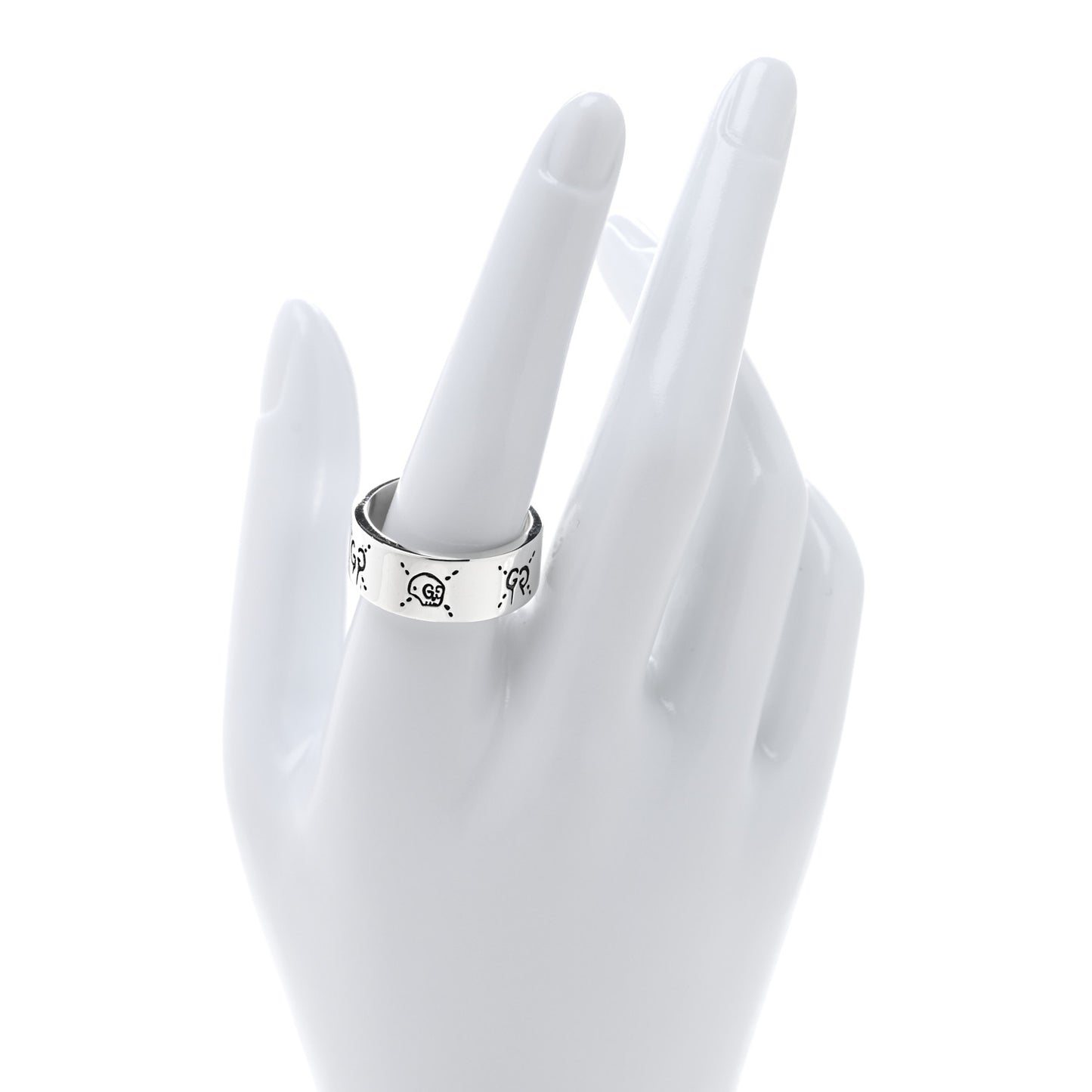 Sterling Silver GucciGhost Hamlet Skull Band Ring 61 9.5
