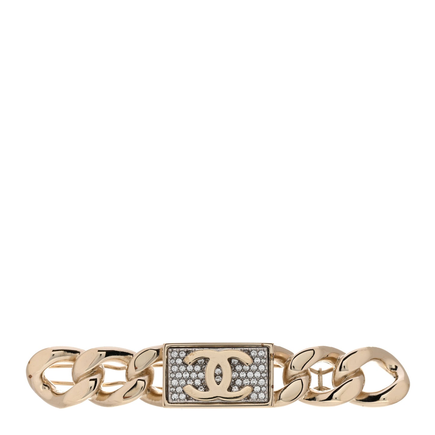 Crystal Chain CC Hair Clip Barrette Gold