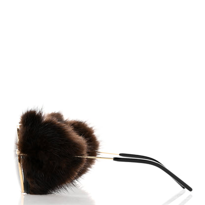 Saint Laurent Mink Fur Classic 11 Shields Sunglasses Gold 3 of 7